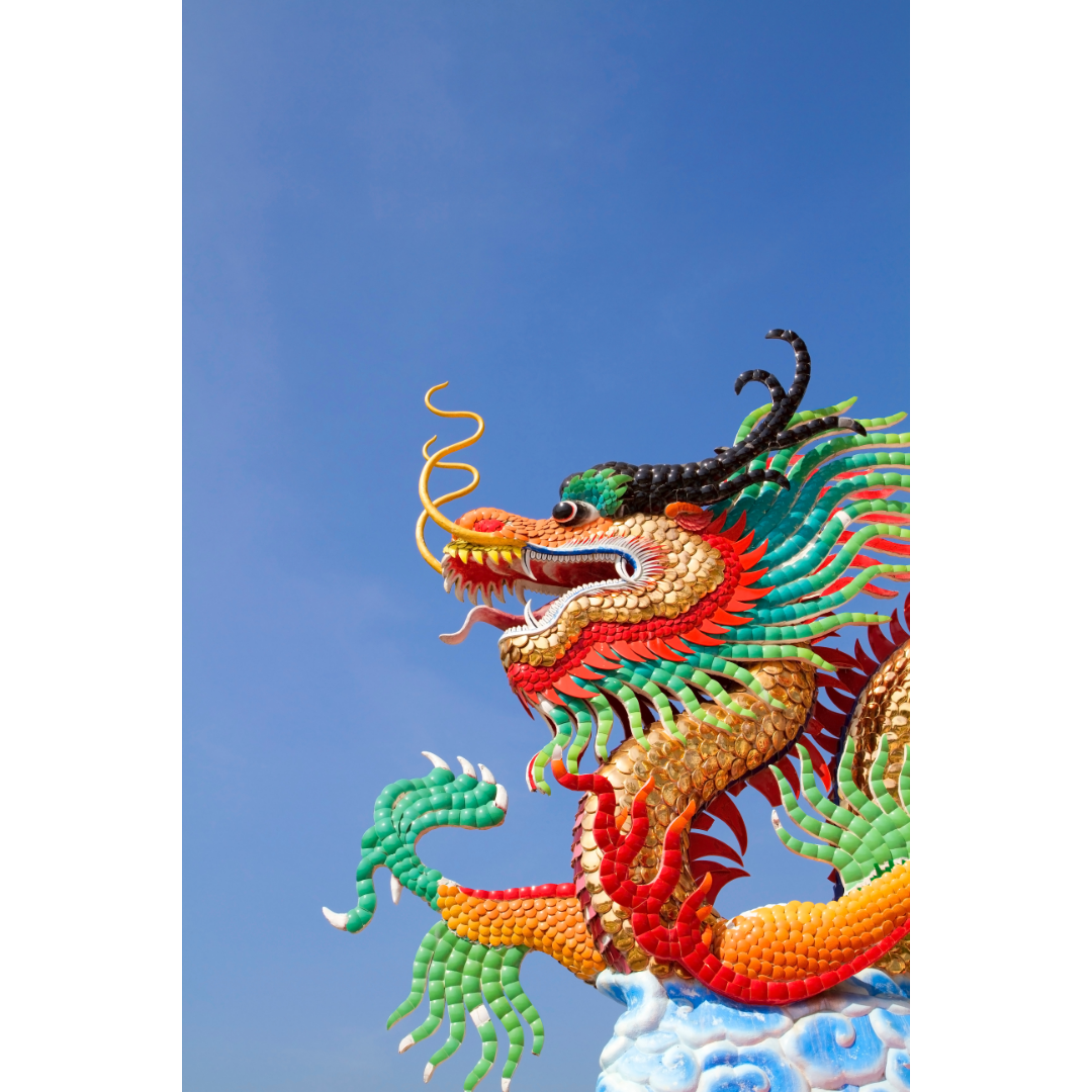 Dragón plateado rizado