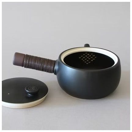 Théière, Poignée Latérale + 2 Tasses, Blanc