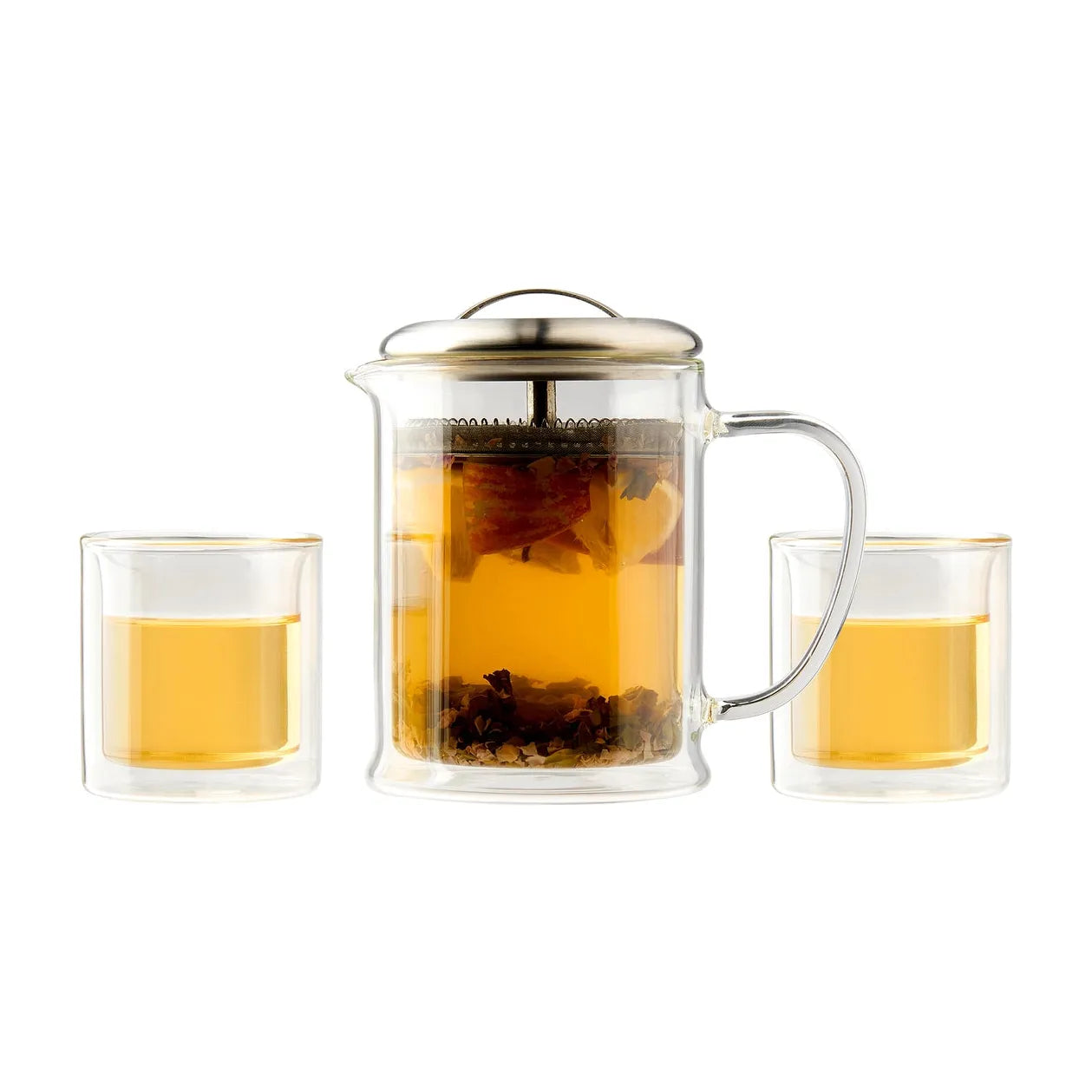 Tea Set, 3 Piece Double Walled Glass