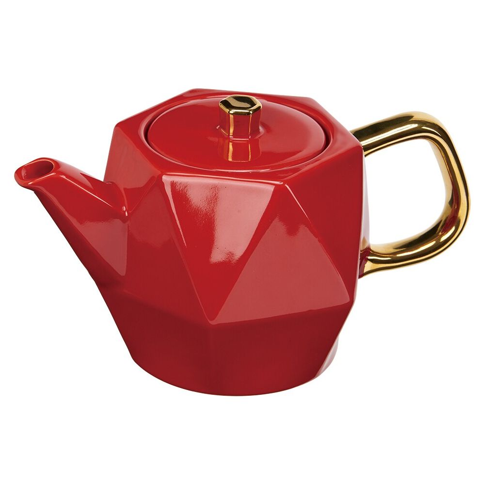 Hexagon Teapot, Blue/Green Ceramic + Stainless Infuser, 24 oz