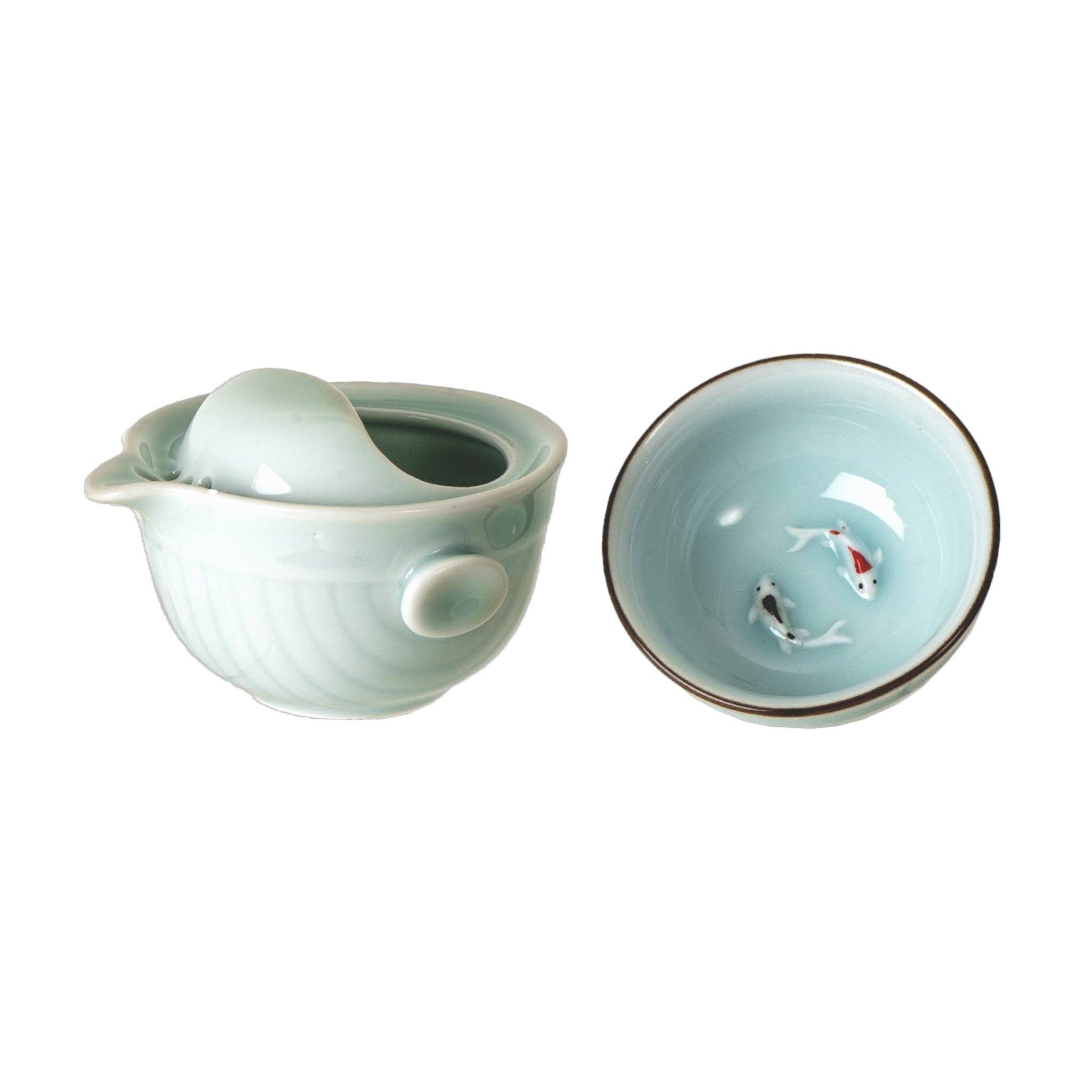 Koi Fish Gaiwan Set with Cup, 6 oz