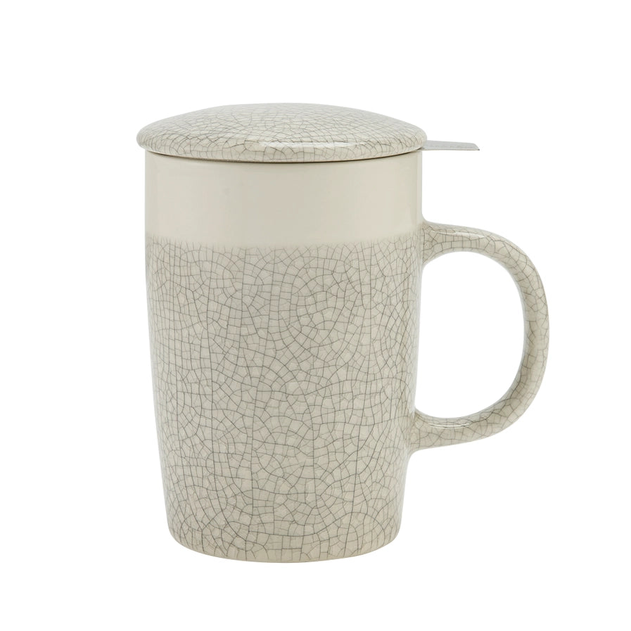 Mug + Infuser, Crackle Glaze, 16 oz